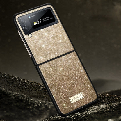 For Samsung Galaxy Z Flip4 SULADA Shockproof TPU + Handmade Leather Phone Case(Gold) - Galaxy Z Flip4 5G Cases by SULADA | Online Shopping South Africa | PMC Jewellery