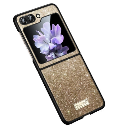 For Samsung Galaxy Z Flip5 SULADA Shockproof TPU + Handmade Leather Phone Case(Gold) - Galaxy Z Flip5 Cases by SULADA | Online Shopping South Africa | PMC Jewellery