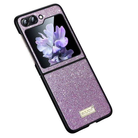 For Samsung Galaxy Z Flip5 SULADA Shockproof TPU + Handmade Leather Phone Case(Purple) - Galaxy Z Flip5 Cases by SULADA | Online Shopping South Africa | PMC Jewellery