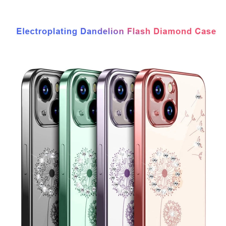 For iPhone 14 Electroplating Diamond Dandelion TPU Phone Case (Purple) - iPhone 14 Cases by PMC Jewellery | Online Shopping South Africa | PMC Jewellery