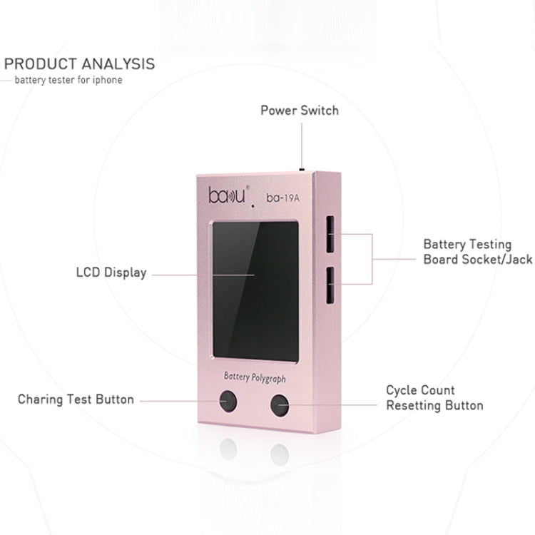BAKU BA-19A Battery Polygraph for iPhone Battery(Rose Gold) - Test Tools by BAKU | Online Shopping South Africa | PMC Jewellery