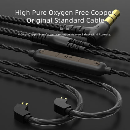 CVJ V2 1.25m Oxygen-free Copper Original 3.5mm Elbow Earphone Cable, Style:0.75mm with Mic(Black) - Cable & Splitter by CVJ | Online Shopping South Africa | PMC Jewellery