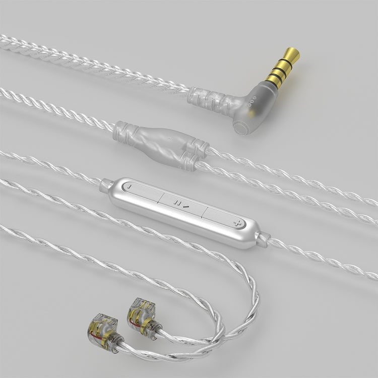 CVJ V7 1.25m 4-Cores Silver-plated 3.5mm Elbow Earphone Cable, Model:2 Pin with Mic(Silver) - Cable & Splitter by CVJ | Online Shopping South Africa | PMC Jewellery