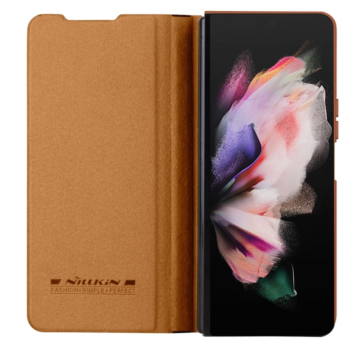 For Samsung Galaxy Z Fold4 5G NILLKIN QIN Series Pro Sliding Camera Cover Design Leather Phone Case(Brown) - Galaxy Z Fold4 5G Cases by NILLKIN | Online Shopping South Africa | PMC Jewellery