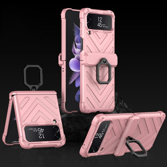 For Samsung Galaxy Z Flip4 GKK Sliding Camshield Magnetic Armor Flip Phone Case with Ring Holder(Sweet Pink) - Galaxy Z Flip4 5G Cases by GKK | Online Shopping South Africa | PMC Jewellery