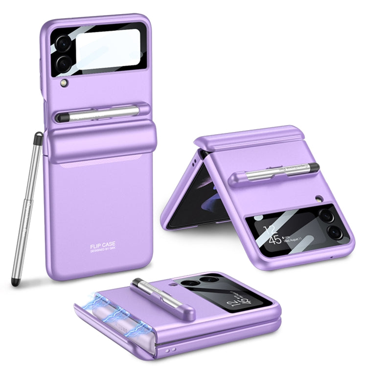 For Samsung Galaxy Z Flip4 GKK Magnetic Full Coverage Phone Flip Case with Pen(Purple) - Galaxy Z Flip4 5G Cases by GKK | Online Shopping South Africa | PMC Jewellery