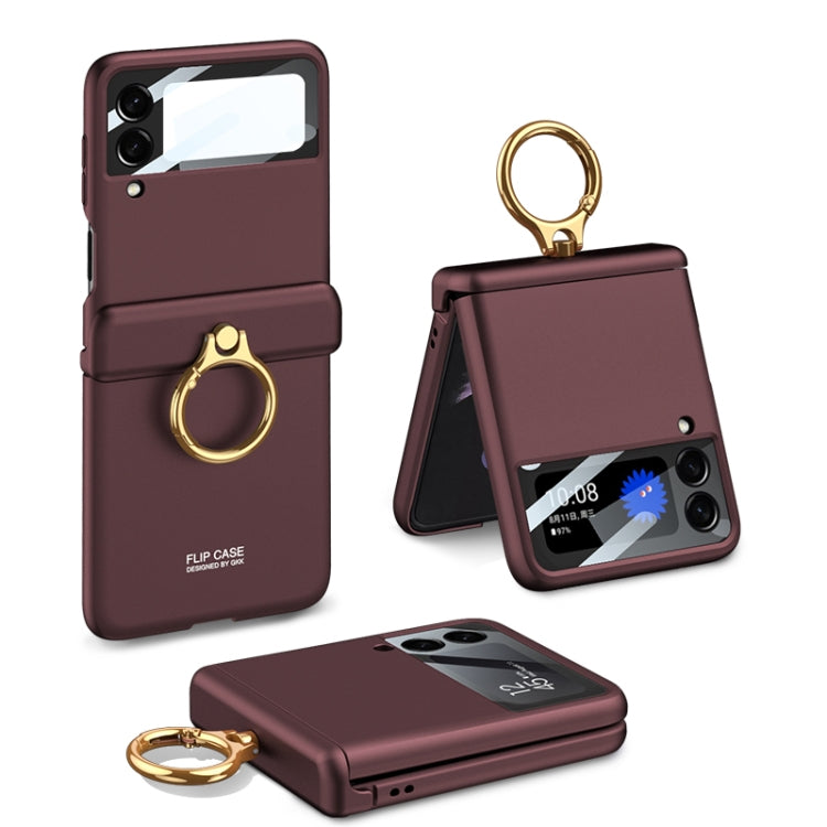 For Samsung Galaxy Z Flip4 GKK Magnetic Hinged Flip Case with Ring Holder(Dark Red) - Galaxy Z Flip4 5G Cases by GKK | Online Shopping South Africa | PMC Jewellery