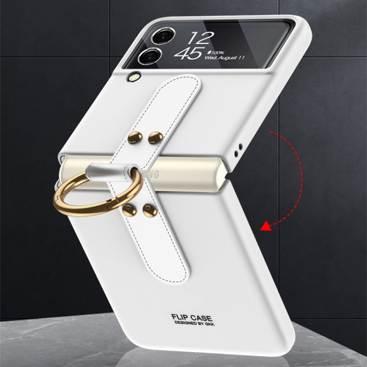 For Samsung Galaxy Z Flip4 GKK Ultra-thin PC Full Coverage Phone Flip Case with Ring Holder(Silver) - Galaxy Z Flip4 5G Cases by GKK | Online Shopping South Africa | PMC Jewellery