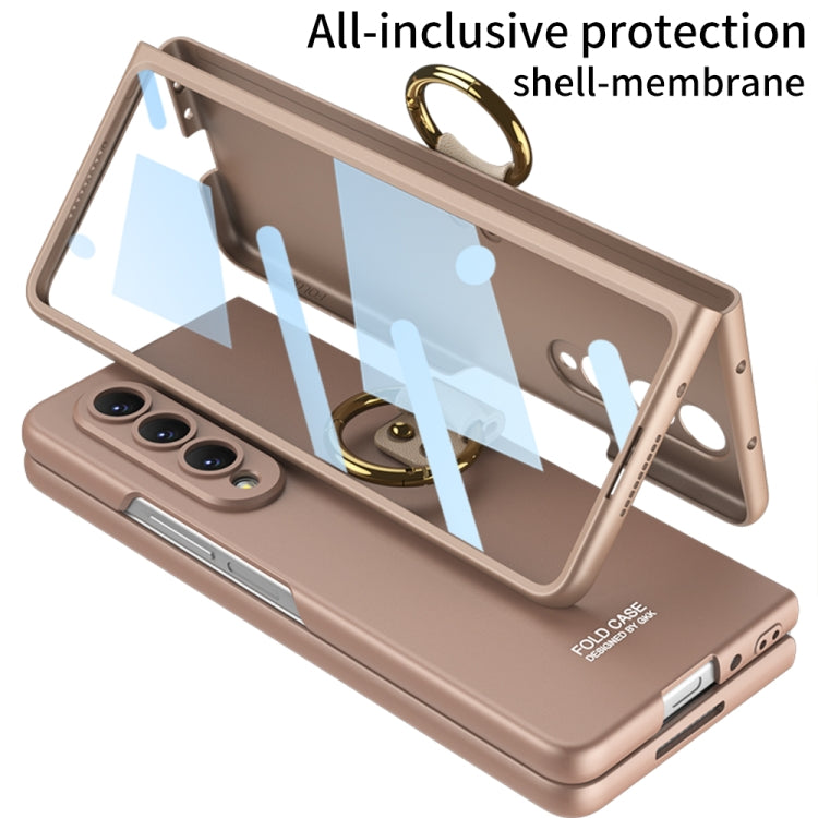 For Samsung Galaxy Z Fold4 GKK Ultra-thin PC Full Coverage Phone Case with Ring Holder(Gold) - Galaxy Z Fold4 5G Cases by GKK | Online Shopping South Africa | PMC Jewellery