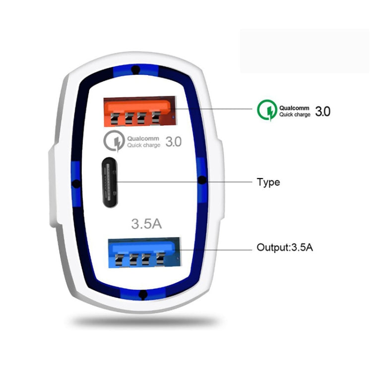 308 3 in 1 Cigarette Lighter Conversion Plug Multi-function USB Car Fast Charger(White) - Car Charger by PMC Jewellery | Online Shopping South Africa | PMC Jewellery