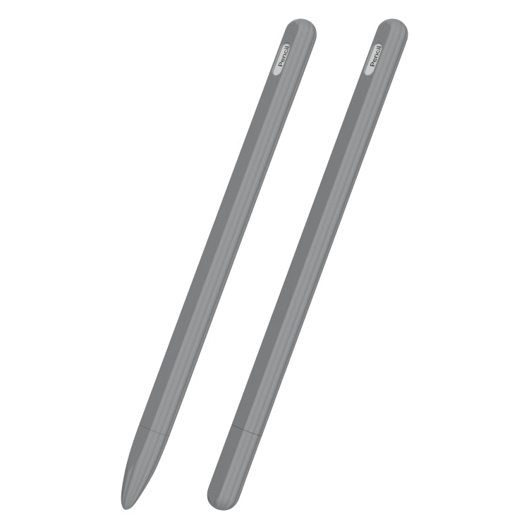 3 in 1 Striped Liquid Silicone Stylus Case with Two Tip Caps For Apple Pencil 1(Grey) - Pencil Accessories by PMC Jewellery | Online Shopping South Africa | PMC Jewellery