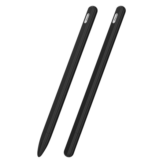 3 in 1 Striped Liquid Silicone Stylus Case with Two Tip Caps For Apple Pencil 1(Black) - Pencil Accessories by PMC Jewellery | Online Shopping South Africa | PMC Jewellery