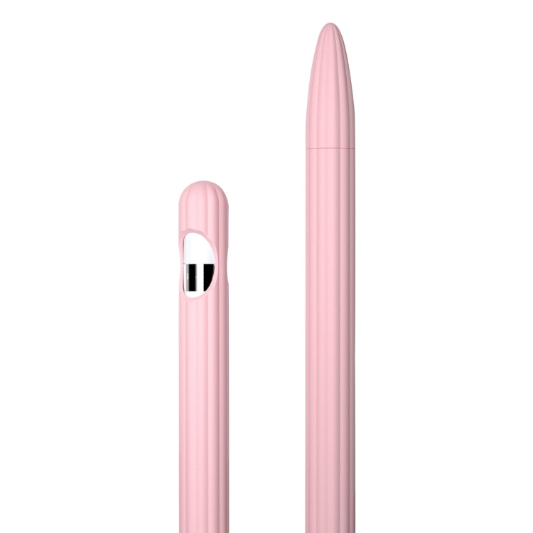 3 in 1 Striped Liquid Silicone Stylus Case with Two Tip Caps For Apple Pencil 2(Pink) - Pencil Accessories by PMC Jewellery | Online Shopping South Africa | PMC Jewellery