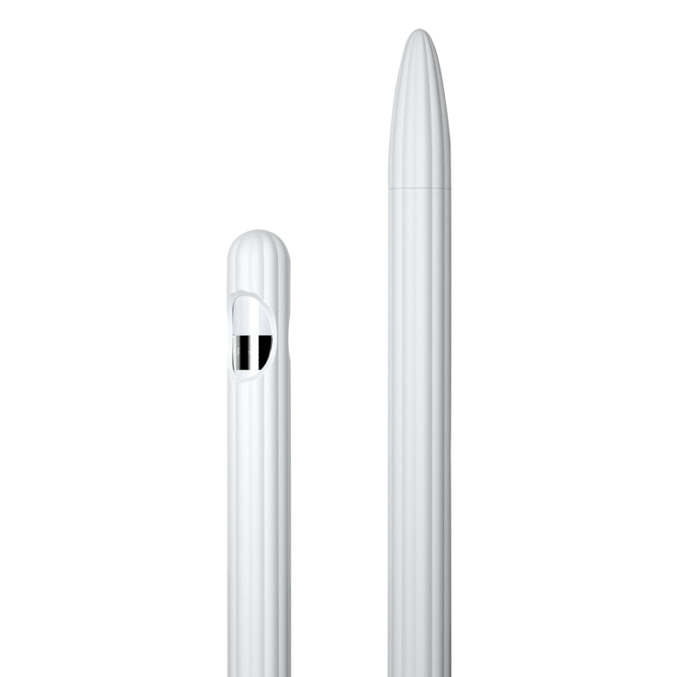 3 in 1 Striped Liquid Silicone Stylus Case with Two Tip Caps For Apple Pencil 2(White) - Pencil Accessories by PMC Jewellery | Online Shopping South Africa | PMC Jewellery