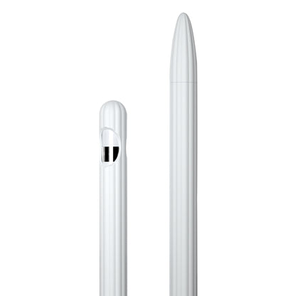 3 in 1 Striped Liquid Silicone Stylus Case with Two Tip Caps For Apple Pencil 2(White) - Pencil Accessories by PMC Jewellery | Online Shopping South Africa | PMC Jewellery