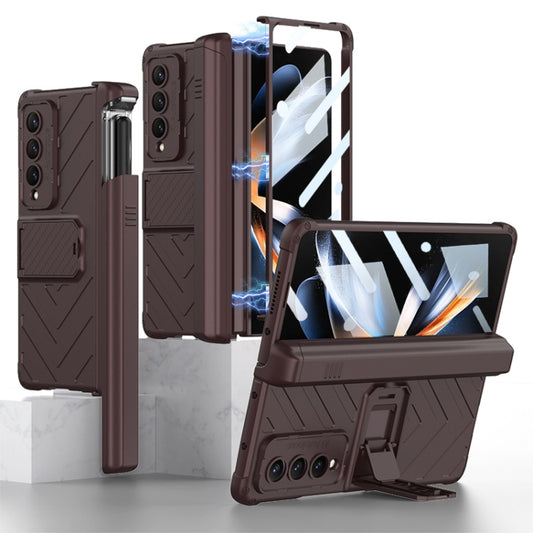 For Samsung Galaxy Z Fold4 GKK Integrated Magnetic Armor Flip Phone Case With Pen Box(Wine Red) - Galaxy Z Fold4 5G Cases by GKK | Online Shopping South Africa | PMC Jewellery