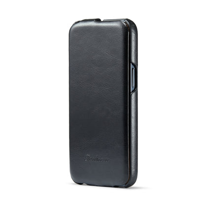 For iPhone 14 Pro Max Fierre Shann Oil Wax Texture Vertical Flip PU Phone Case (Black) - iPhone 14 Pro Max Cases by FIERRE SHANN | Online Shopping South Africa | PMC Jewellery