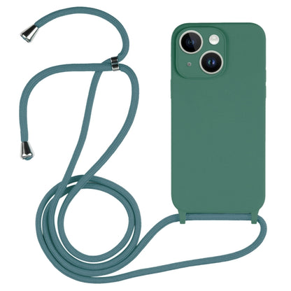 For iPhone 14 Crossbody Lanyard Liquid Silicone Case(Emerald Green) - iPhone 14 Cases by PMC Jewellery | Online Shopping South Africa | PMC Jewellery