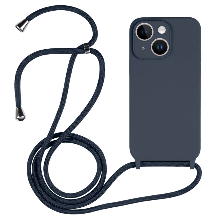 For iPhone 14 Crossbody Lanyard Liquid Silicone Case(Midnight Blue) - iPhone 14 Cases by PMC Jewellery | Online Shopping South Africa | PMC Jewellery