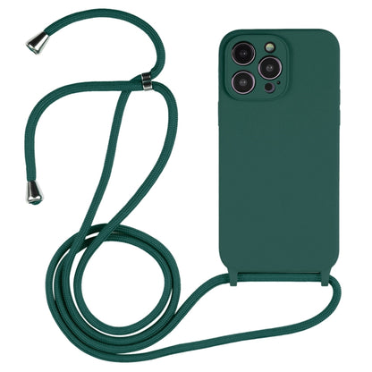 For iPhone 14 Pro Max Crossbody Lanyard Liquid Silicone Case(Pine Needle Green) - iPhone 14 Pro Max Cases by PMC Jewellery | Online Shopping South Africa | PMC Jewellery