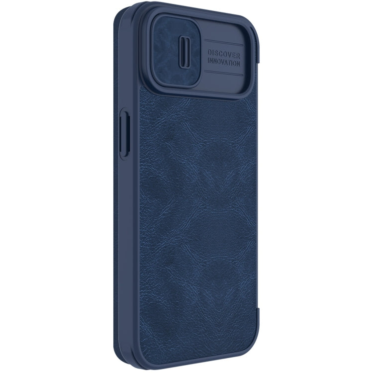 For iPhone 14 NILLKIN QIN Series Pro Crazy Horse Texture Leather Case(Blue) - iPhone 14 Cases by NILLKIN | Online Shopping South Africa | PMC Jewellery