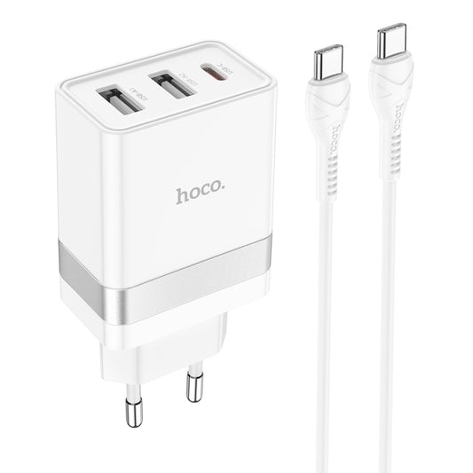 hoco N21 Pro Tourer PD 30W Type-C to Type-C Three-port Fast Charger Set, Plug Type:EU Plug - USB-C & Type-C Cable by hoco | Online Shopping South Africa | PMC Jewellery