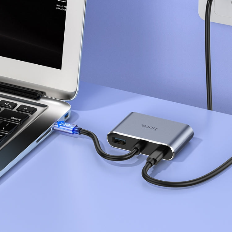 hoco HB30 USB-C / Type-C Multifunction Converter HDTV+VGA+USB3.0+PDHUD(Tarnish) - USB HUB by hoco | Online Shopping South Africa | PMC Jewellery