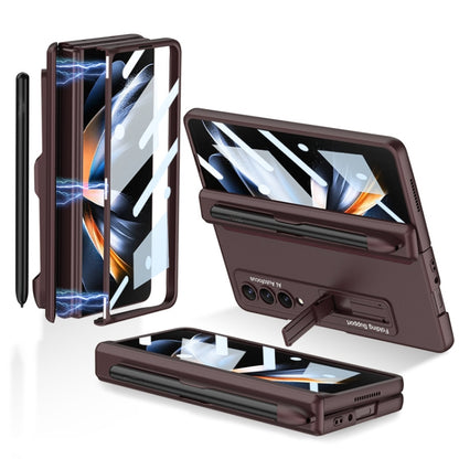 For Samsung Galaxy Z Fold4 GKK Magnetic Hinge Flip Phone Case with Holder & Pen Slot(Wine Red) - Galaxy Z Fold4 5G Cases by GKK | Online Shopping South Africa | PMC Jewellery