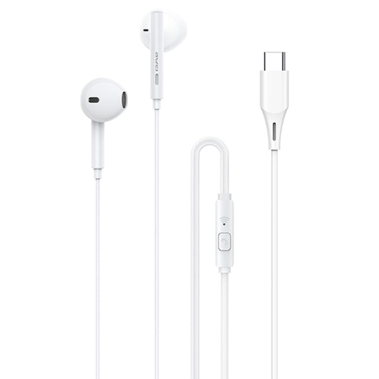 awei PC-1T 1.2m Mini Stereo Semi In-ear Earphones(White) - Type-C Earphone by awei | Online Shopping South Africa | PMC Jewellery