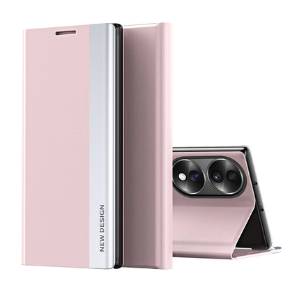 For Honor 70 Side Electroplated Magnetic Leather Phone Case(Pink) - Honor Cases by PMC Jewellery | Online Shopping South Africa | PMC Jewellery