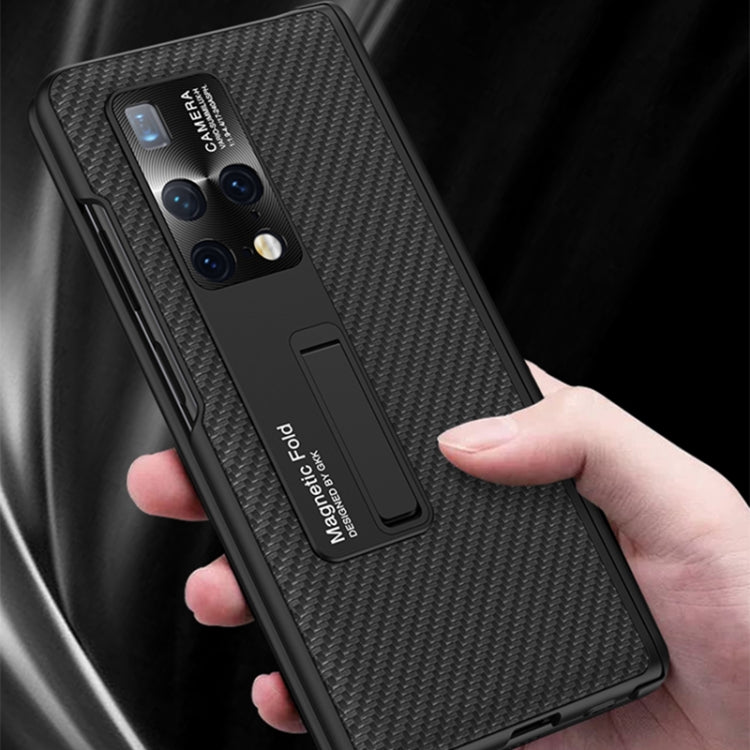 For Huawei Mate X2 GKK Magnetic Folding Plain Leather Full Coverage Phone Case with Hinges(Carbon Fiber) - Huawei Cases by GKK | Online Shopping South Africa | PMC Jewellery