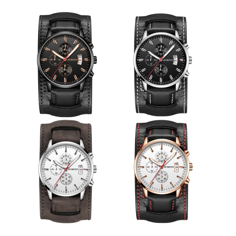 Ochstin 7266 Multifunctional Leather Wrist Wrist Waterproof Luminous Quartz Watch(Rose Gold+Black) - Leather Strap Watches by OCHSTIN | Online Shopping South Africa | PMC Jewellery | Buy Now Pay Later Mobicred