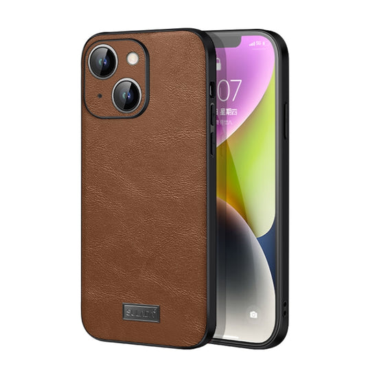 For iPhone 14 SULADA Shockproof TPU + Handmade Leather Phone Case(Brown) - iPhone 14 Cases by SULADA | Online Shopping South Africa | PMC Jewellery