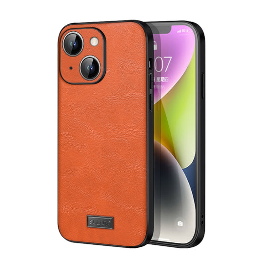 For iPhone 14 SULADA Shockproof TPU + Handmade Leather Phone Case(Orange) - iPhone 14 Cases by SULADA | Online Shopping South Africa | PMC Jewellery
