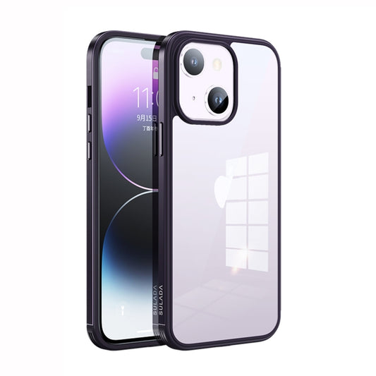 For iPhone 14 Plus SULADA Metal Frame + Nano Glass + TPU Phone Case(Dark Purple) - iPhone 14 Plus Cases by SULADA | Online Shopping South Africa | PMC Jewellery