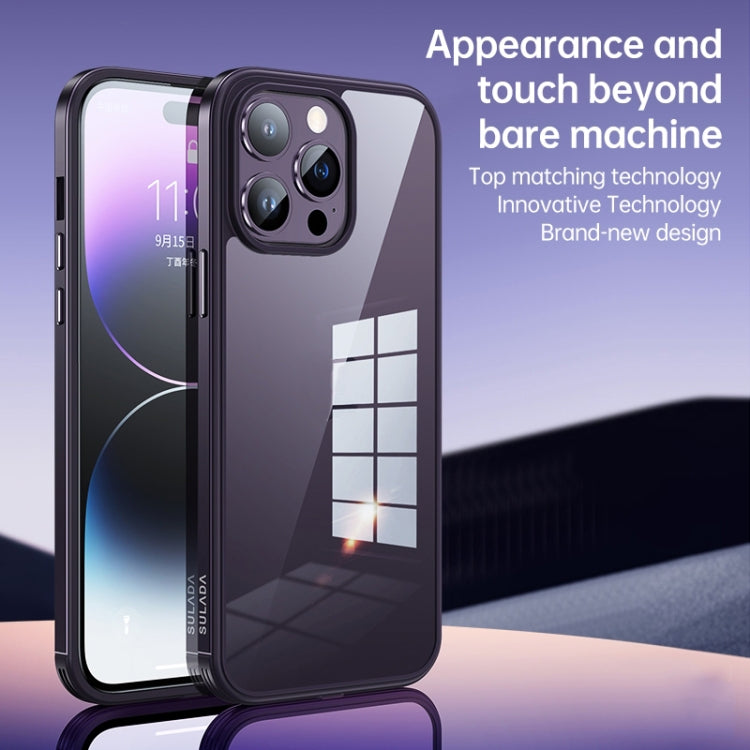 For iPhone 14 Pro SULADA Metal Frame + Nano Glass + TPU Phone Case(Silver) - iPhone 14 Pro Cases by SULADA | Online Shopping South Africa | PMC Jewellery