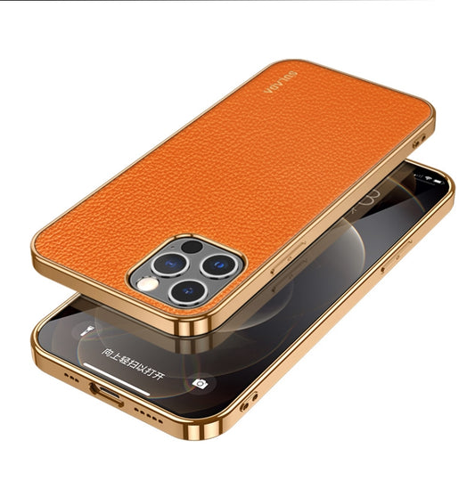 For iPhone 14 Pro SULADA Shockproof TPU + Handmade Leather Phone Case(Orange) - iPhone 14 Pro Cases by SULADA | Online Shopping South Africa | PMC Jewellery