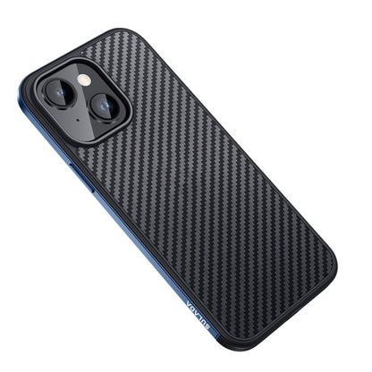 For iPhone 14 SULADA Carbon Fiber Textured Shockproof Metal + TPU Frame Case(Dark Blue) - iPhone 14 Cases by SULADA | Online Shopping South Africa | PMC Jewellery