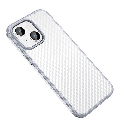 For iPhone 14 SULADA Carbon Fiber Textured Shockproof Metal + TPU Frame Case(Silver) - iPhone 14 Cases by SULADA | Online Shopping South Africa | PMC Jewellery