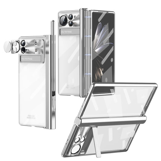 For Xiaomi Mix Fold 2 Magnetic Hinges Plating Phone Case with Holder(Silver) - Xiaomi Cases by PMC Jewellery | Online Shopping South Africa | PMC Jewellery