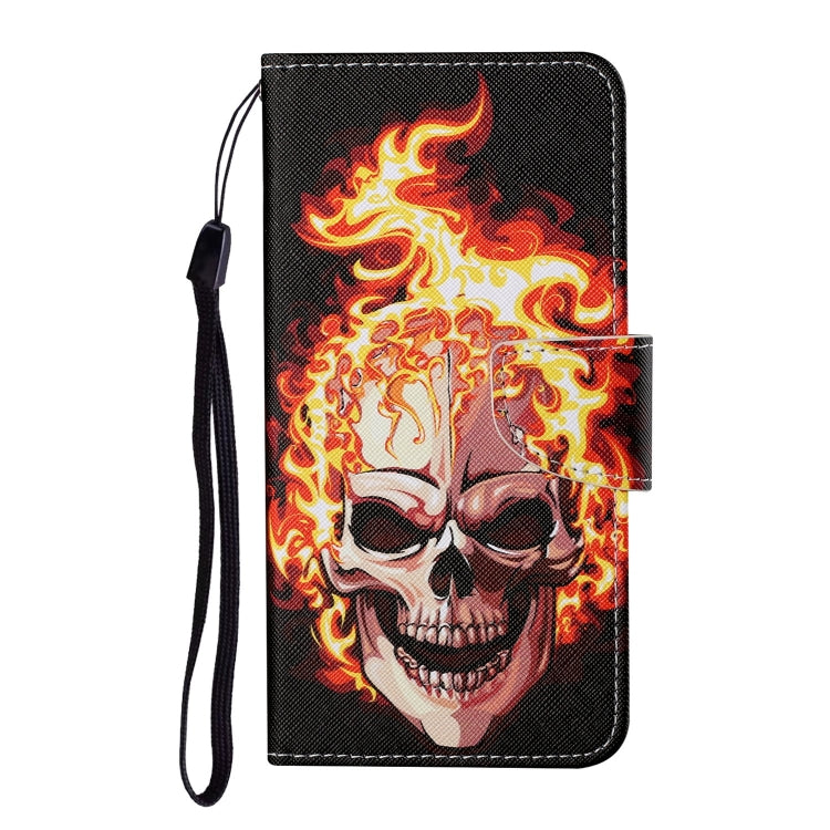 For Xiaomi Redmi A1 Colored Drawing Pattern Leather Phone Case(Flame Skull) - Xiaomi Cases by PMC Jewellery | Online Shopping South Africa | PMC Jewellery