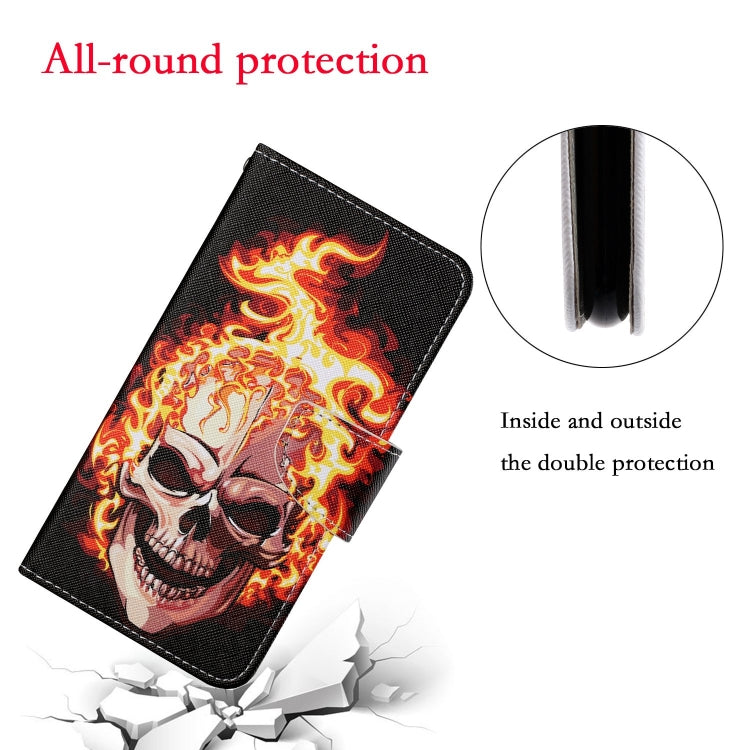 For Xiaomi Redmi A1 Colored Drawing Pattern Leather Phone Case(Flame Skull) - Xiaomi Cases by PMC Jewellery | Online Shopping South Africa | PMC Jewellery