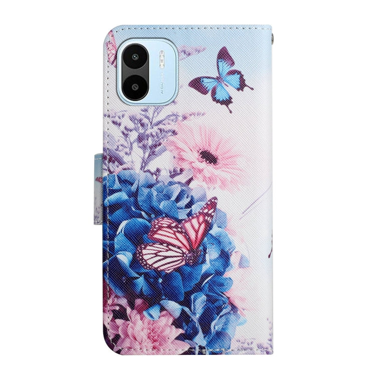 For Xiaomi Redmi A1 Colored Drawing Pattern Leather Phone Case(Purple Butterfly) - Xiaomi Cases by PMC Jewellery | Online Shopping South Africa | PMC Jewellery