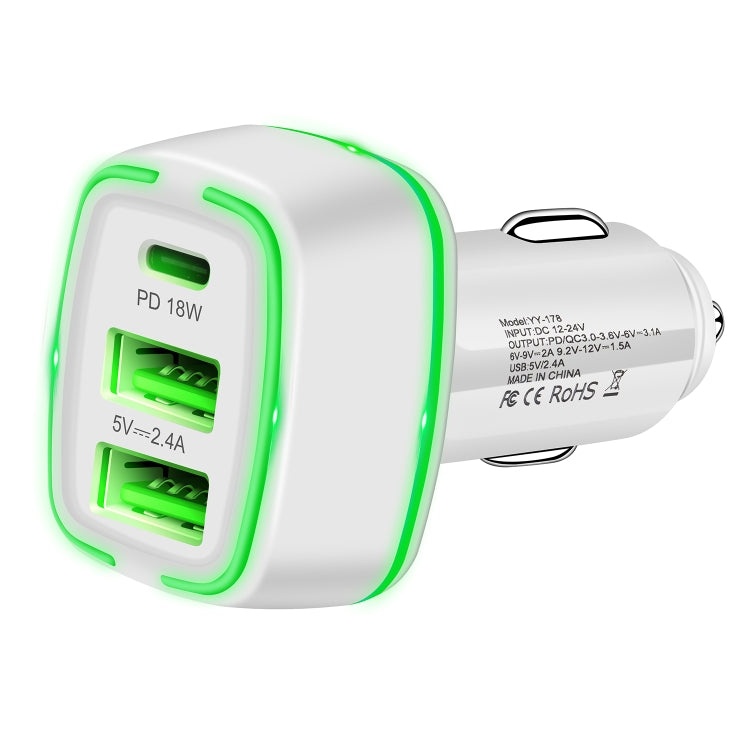 ACC-178 30W Dual USB+USB-C/Type-C Fast Charge Car Charger(White) - Car Charger by PMC Jewellery | Online Shopping South Africa | PMC Jewellery