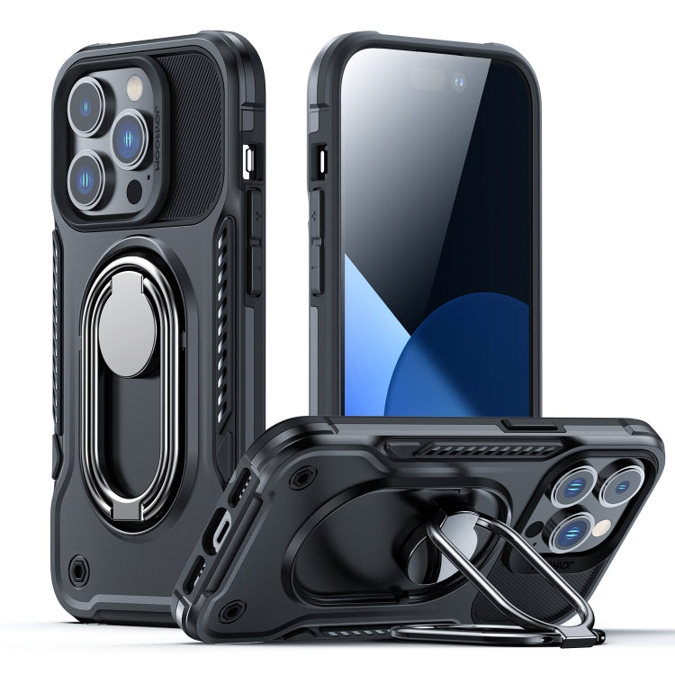 For iPhone 14 Plus JOYROOM PC + TPU Dual-layer Shockproof Phone Case with Rotating Holder(Black) - iPhone 14 Plus Cases by JOYROOM | Online Shopping South Africa | PMC Jewellery