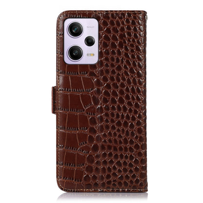 For Xiaomi Redmi Note 12 Pro 5G China Crocodile Top Layer Cowhide Leather Phone Case(Brown) - Note 12 Pro Cases by PMC Jewellery | Online Shopping South Africa | PMC Jewellery