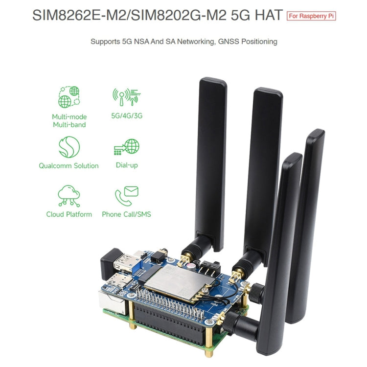 Waveshare SIM8262E-M2/SIM8202G-M2 5G HAT Multi-band For Raspberry Pi - Mini PC Accessories by WAVESHARE | Online Shopping South Africa | PMC Jewellery