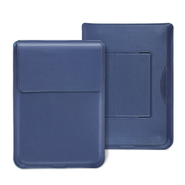 For MacBook 12 / 14 inch PU Leather 4 in 1 Laptop Bag with Functional Bracket(Dark Blue) - Protective Bags by PMC Jewellery | Online Shopping South Africa | PMC Jewellery