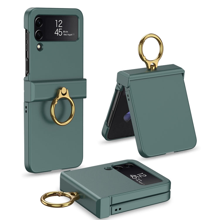 For Samsung Galaxy Z Flip4 GKK Ultrathin Hinge Full Coverage Phone Case with Ring Holder(Dark Green) - Galaxy Z Flip4 5G Cases by GKK | Online Shopping South Africa | PMC Jewellery