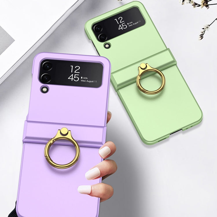 For Samsung Galaxy Z Flip4 GKK Ultrathin Hinge Full Coverage Phone Case with Ring Holder(Green) - Galaxy Z Flip4 5G Cases by GKK | Online Shopping South Africa | PMC Jewellery